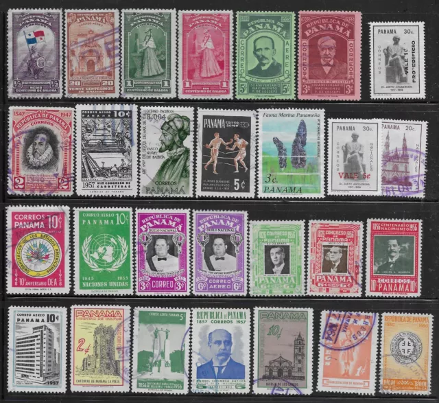 28 Panama Stamps from Quality Old Antique Albums