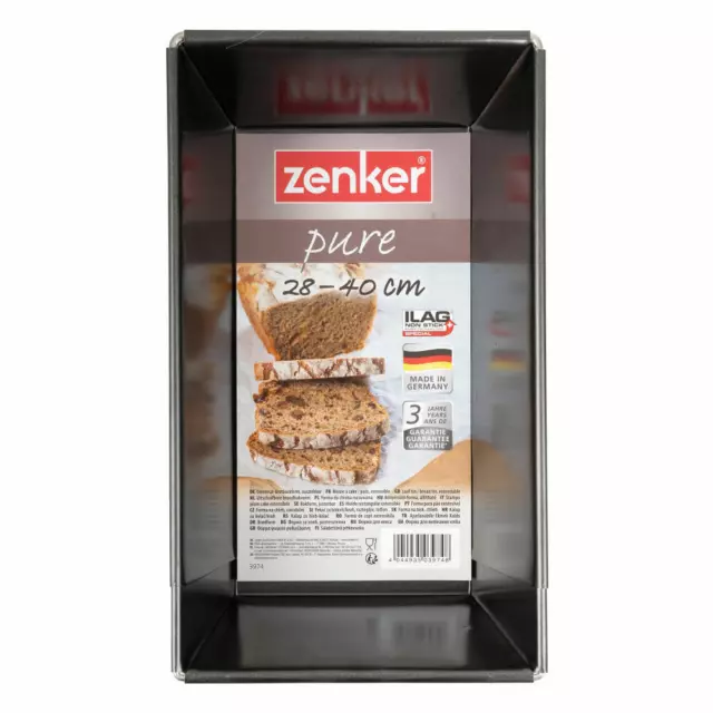 Zenker Pure Universal-Brotbackform Ausziehbar Brot Form Backform L 28-40 cm
