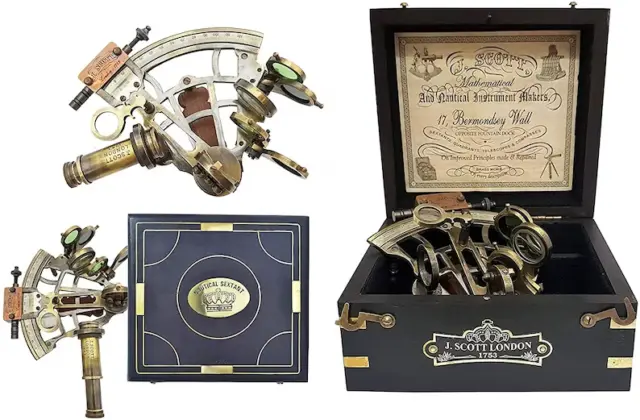 Brass Nautical Sextant Large Brass Navigation Instrument Sextante Navegacion