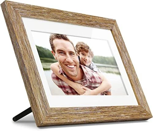 Aluratek 10” Distressed Wood Digital Photo Frame with Auto Slideshow 1024 x 6...