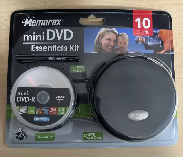 Memorex Mini DVD Essentials Kit 10 Pack mini DVD-R + Case Brand New Sealed Box