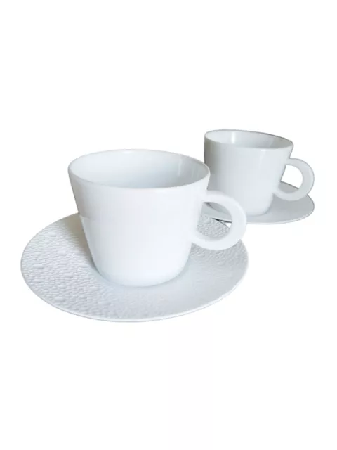 🌟Bernardaud Ecume Perle White Tea Saucer Plate Porcelain Cup & Saucer-Set of 2