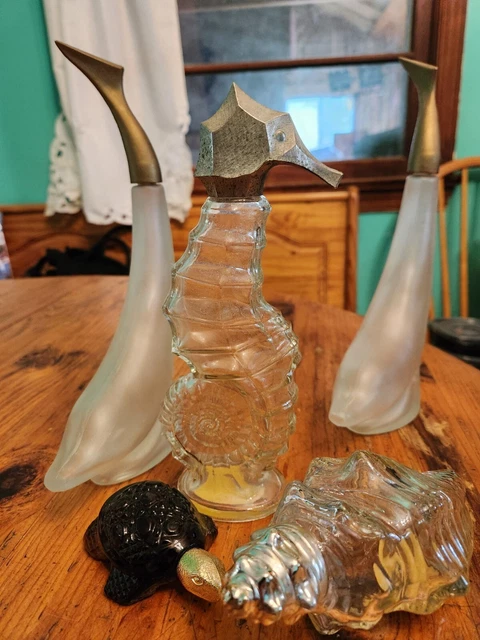 Vintage Avon Bottles, Seashell, 2 Dolphins, Sea Horse, Turtle
