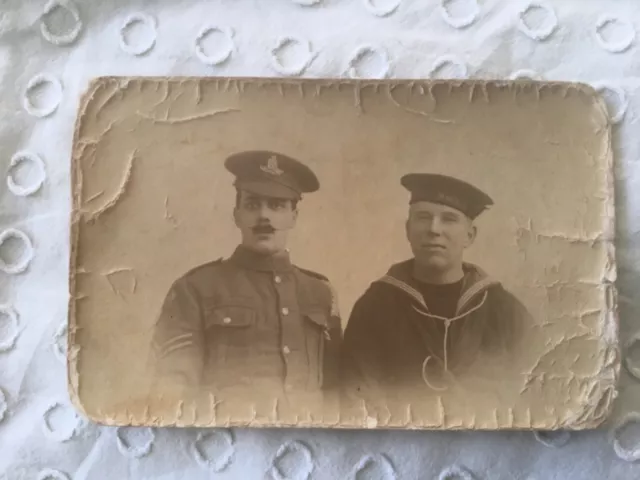 Royal Field Artillery Corporal & Sailor - WW1 Postcard