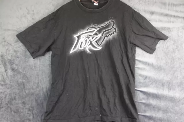 Fox Racing Shirt Vintage Mens XL Black BMX Motocross Tee Adults Logo