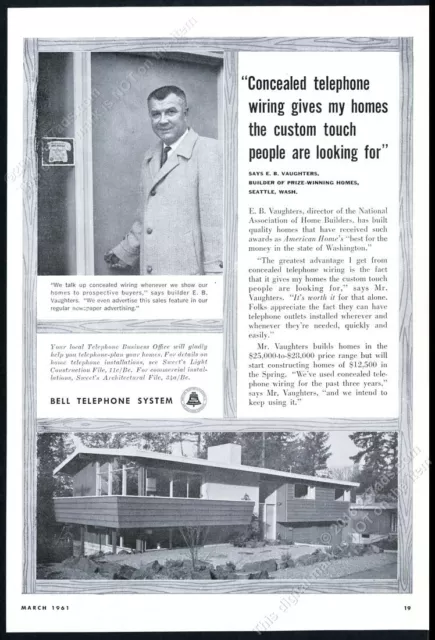 1961 MCM mid century modern house E B Vaughters Seattle photo Bell Telephone ad