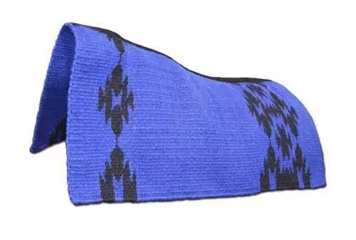 Blue Contoured NZ Wool Western Horse Saddle Blanket Dari Pad Large