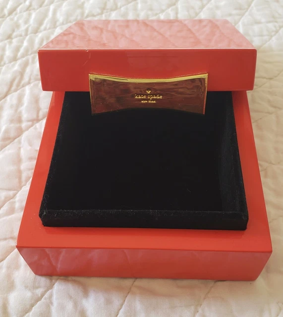 KATE SPADE GARDEN Drive Red Lacquer Square Jewelry Box with Bow 10.95 PicClick