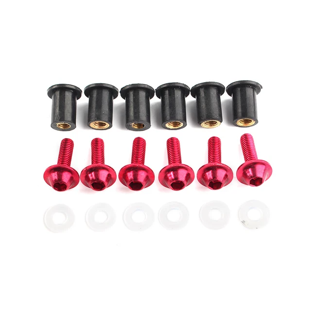 CNC Windshield  Windscreen Bolts Screw Fixing Kit Fit Honda CBR250R CBR300R Red