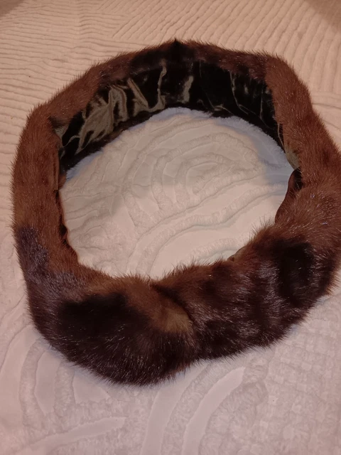 Vintage Real Mink Brown Fur Stole Scarf Collar Shoulder Wrap Glam Clothing