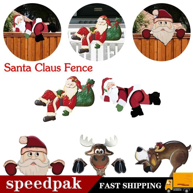 Santa Claus Fence Decoration Closure Stockade Wall Courtyard Garden P6B1