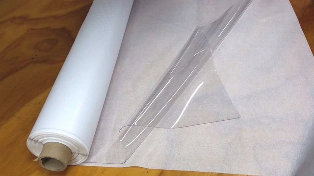 20 gauge CLEAR PLASTIC SHEETING ROLL / PVC VINYL~ SUPER CLEAR  54" x 10 yds