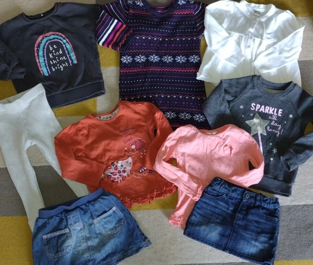 Abito pacchetto bambina, 2 maglioni, 2 gonne, 2 top, leggings e gonna 18-24 mesi
