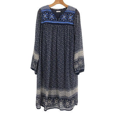 Anthropologie KAS New York Grazia Midi Dress Boho Tunic Top Blue Medium M