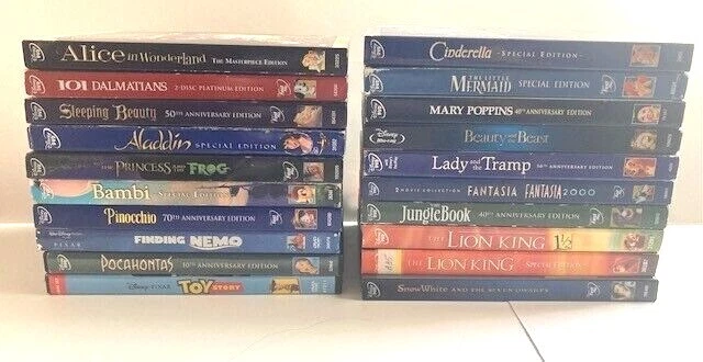 LOT 20 Disney DVD Sleeping Beauty Snow White The Lion King Pinocchio 2-disc each