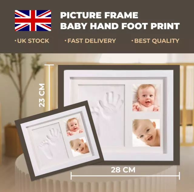 Picture Frame Baby Hand Foot Print Clay Cast Kit Christening/Baby Shower Gift