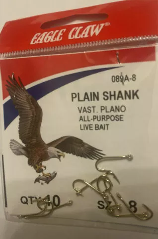 Eagle Claw Plain Shank Offset Fishing Hook Size 2 4 8 10 Curved Point10 Or 50 Pc