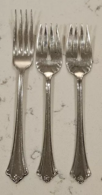 3 x Oneida Deluxe Anticipation Stainless Flatware 1 Dinner Fork 2 Salad Forks