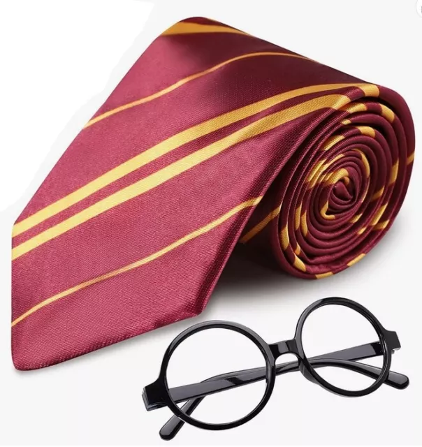 Harry Potter Wizard Costume Gryffindor Tie and Eye Glasses Set Hogwarts