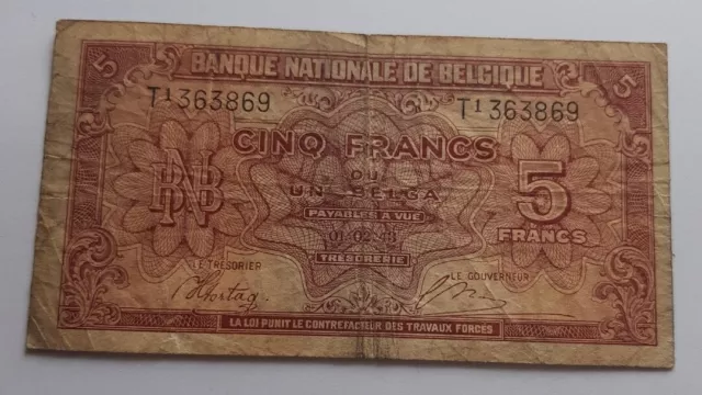 Belgia  5 Frank 1943