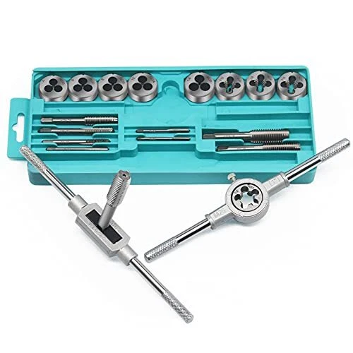 20-piece SAE Inch Size Tap and Die Set | SAE Thread Type: NC | Thread Creating