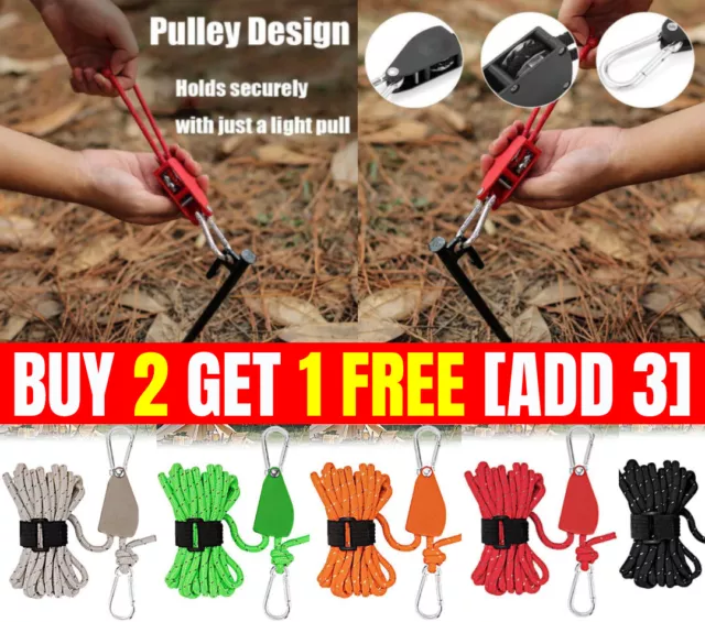Portable Adjustable Fix Tent High Strength Fast Release Pulley Camping Rope UK