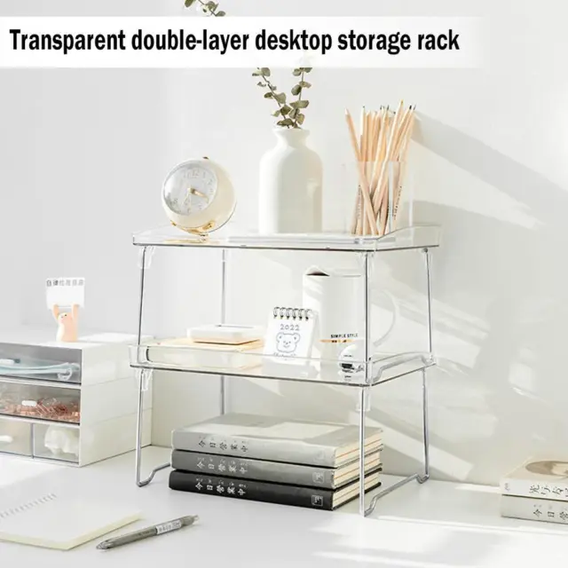 Folding DoubleLayer Acrylic Cup Storage Rack for Desktops Transparent and