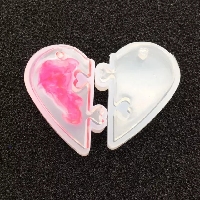 Silicone Mould Mold for DIY Resin Split Heart Necklace Jewelry Pendant Tool