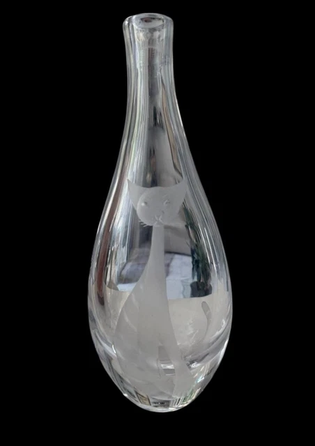 VINTAGE KOSTA BODA ETCHED ART GLASS TEARDROP 10 1/4