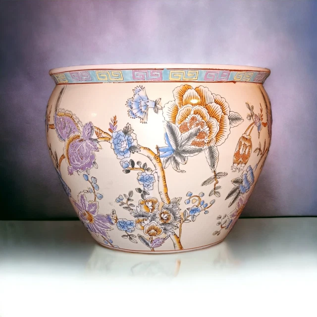 VINTAGE KOI FISH Bowl Planter Jardiniere Chinese Oriental Pottery