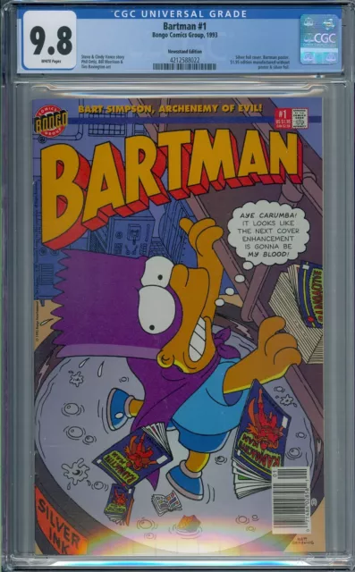 Bartman #1 Cgc 9.8 Silver Foil Cover Newsstand Edition White Pages