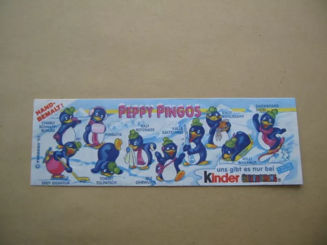 BPZ " Peppy Pingos "  von 1992  - 100% Original Beipackzettel