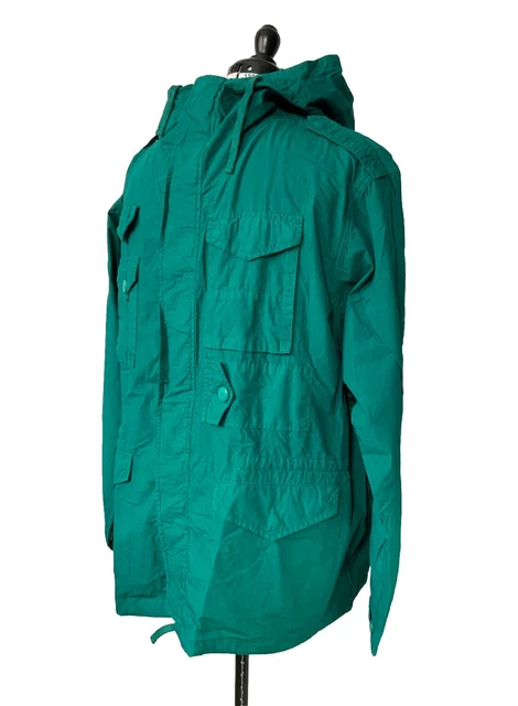 BNWT PRETTY GREEN White Label Dyed M65 Zip Up Hooded Jacket Green  