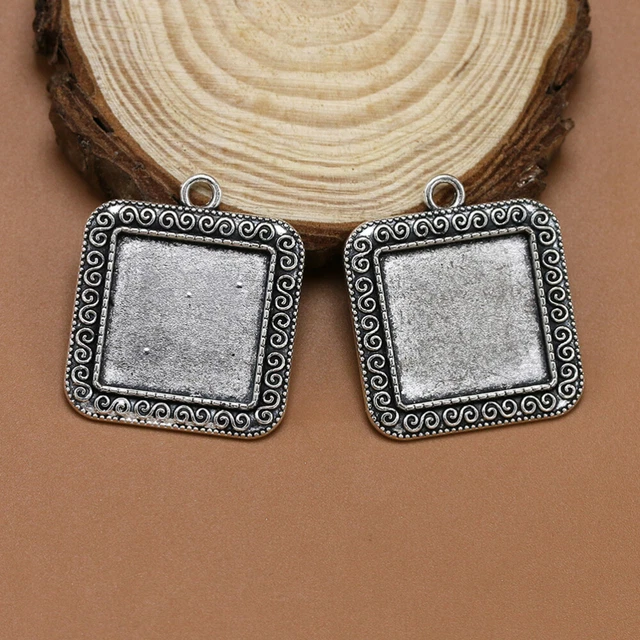 10 Stück Alloy Square Anhänger Tablett Charms DIY Schmuck Herstellung Zubehör