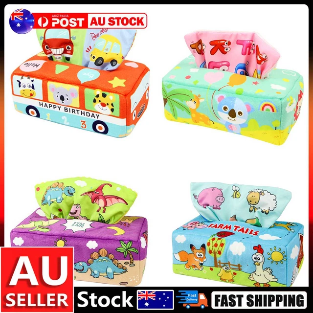 Tissue Box Baby Sensory Toy - Colorful Rainbow Dance Scarves Soft Stuffed Toys A