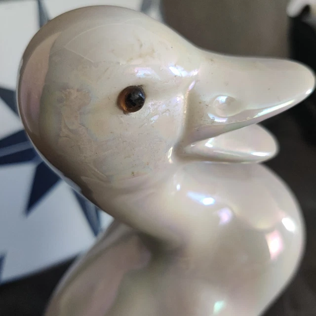 Vintage Ente Figur handbemalt Keramik 9 Zoll schillernd 2