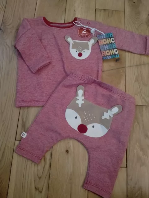 NEXT Baby Girls Red Reindeer Christmas Leggings Outfit Set 1 Month BNWT 🎄