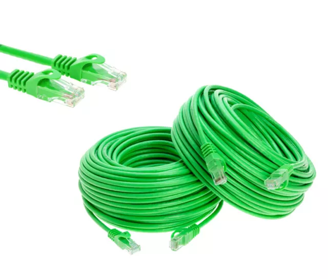 LOTE de cable de conexión de red LAN Ethernet CAT6e/CAT6 RJ45 verde 50 pies - 200 ft paquete múltiple