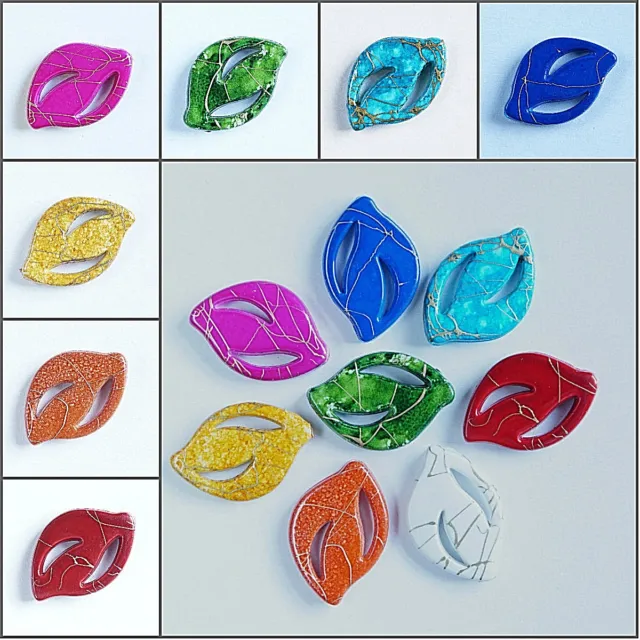 10 x LARGE~FLAT OVAL~DRAWBENCH~ACRYLIC BEADS~BUY 3 GET 3 FREE, 25 x 17 x 4 MM