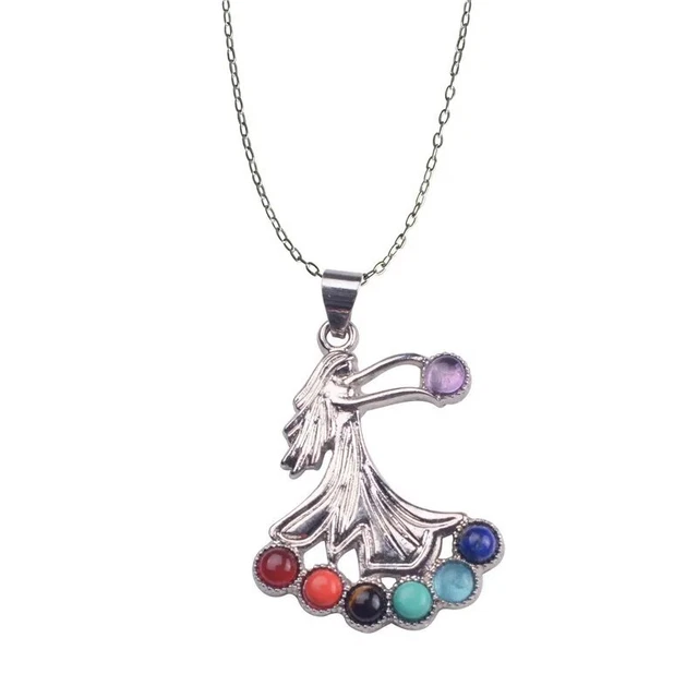 Healing Energy Crystal Gem Pendant Tree of Life Semi Precious Choker Necklace