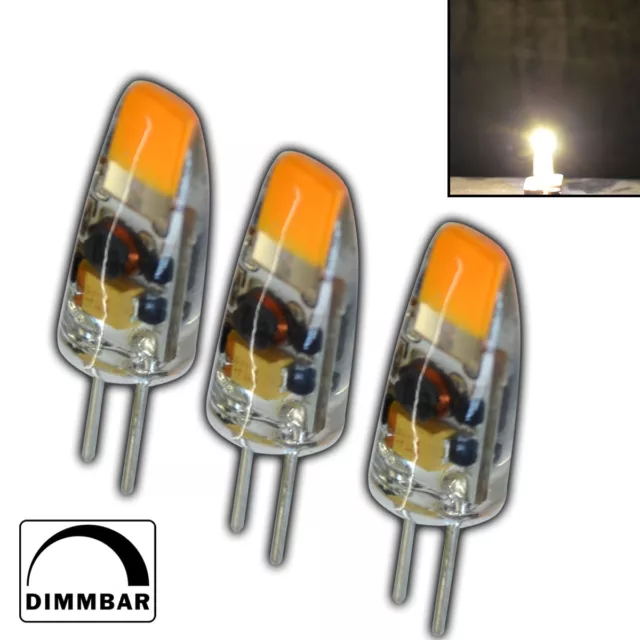 3x G4 COB LED 1,5 Watt 12V AC/DC warmweiß A++ Leuchtmittel Lampe Birne dimmbar