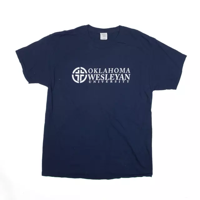 GILDAN Mens Oklahoma Wesleyan University T-Shirt Blue USA Short Sleeve L