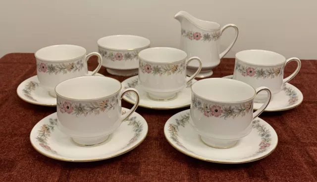 5 Royal Albert Paragon Belinda Duos, Cups & Saucers + Milk Jug & Sugar Bowl