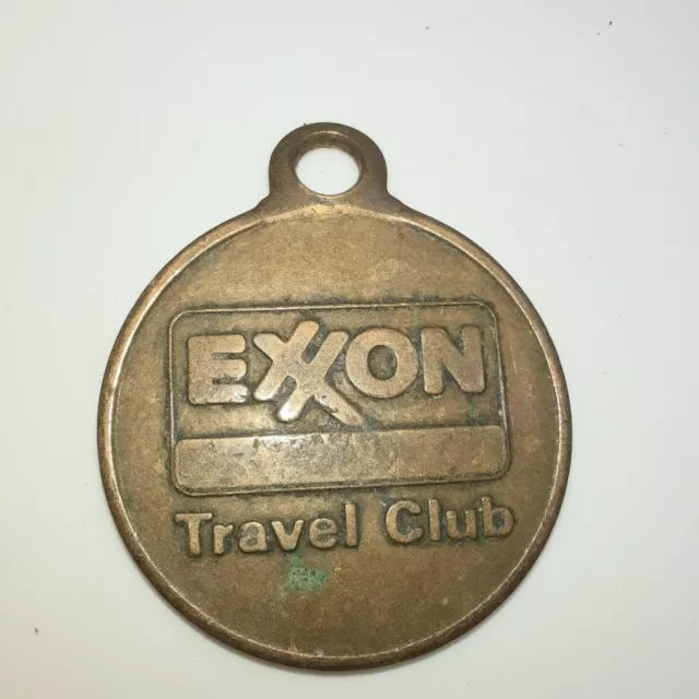 Vintage Brass Exxon Mobil Fob Key Ring " Drop in Mailbox " Houston Texas Pendant