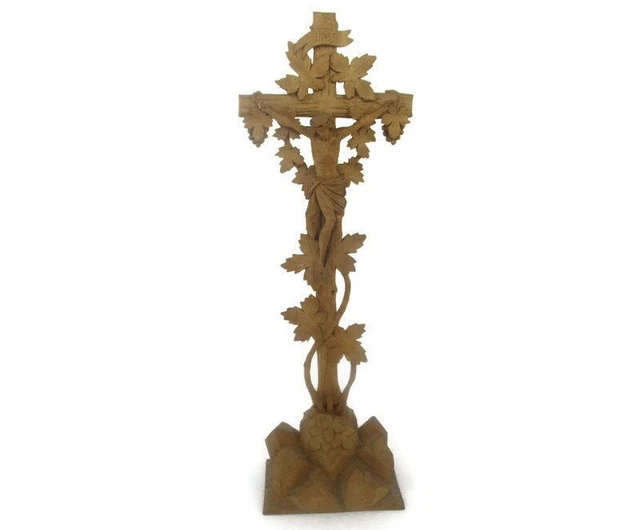 Large Standing Altar Church Chapel Crucifix Jesus Christ Cross Hand Carved Woode