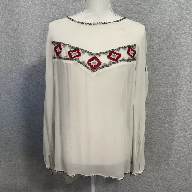 Willow & Clay Anthropologie Top Womens Large Sheer Southwestern Beaded Tunic