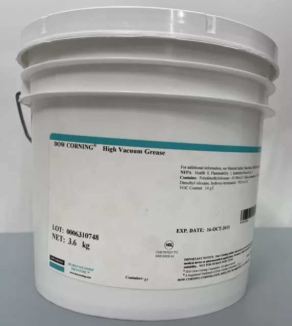 Dow Corning High Vacuum Grease 3.6kg Container Past EXP. DATE New Unused