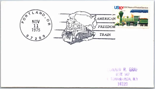 American Freedom Train Pictorial Stamp And Cachet 1975 Portland Oregon Station