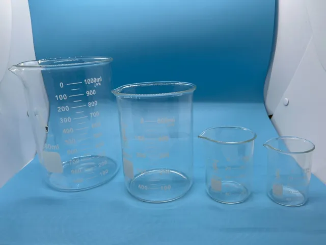 Karter Scientific 3.3 Boro Griffin Low Form Glass Beaker Set 50/100/500/1000mL