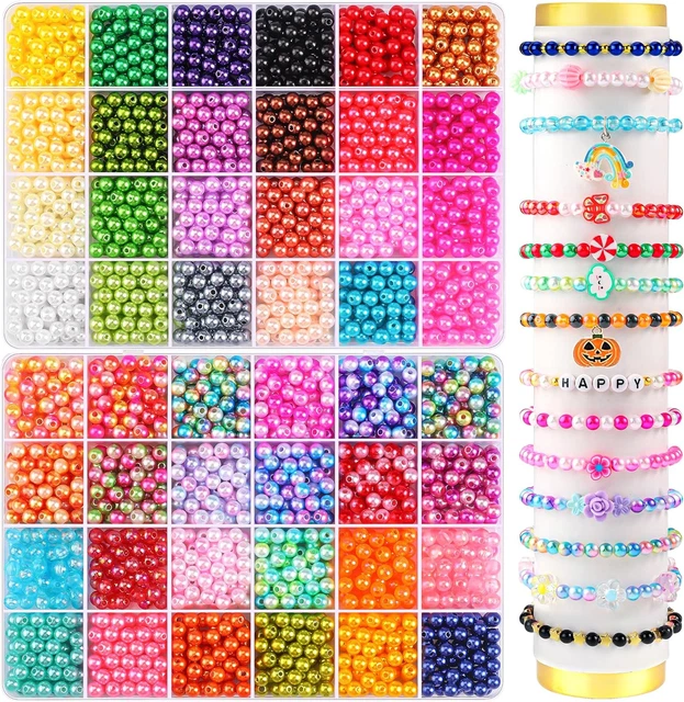 2400PCS Pearl Beads for Jewelry Making 48 Colorful 6Mm round Pearl Beads for Bra